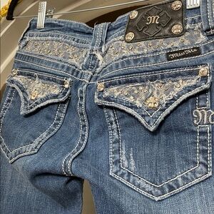 Miss Me JP5002-36 Boot Cut Rhinestone and Lace Jeans Size 28